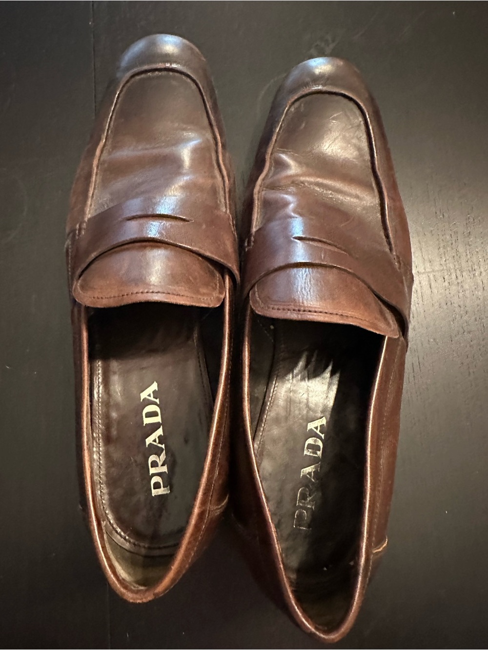 Prada Brown Leather Penny Loafers